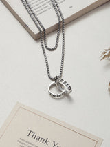 Silver Roman Numeral Double Ring Men's Chain