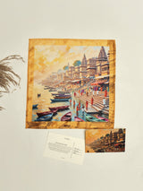 Varanasi Ghats Golden Printed Pocket Square