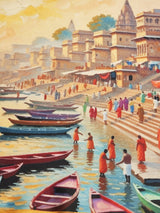 Varanasi Ghats Golden Printed Pocket Square