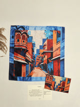 Jaipur Forts and Jharokhas Blue Printed Pocket Square