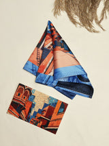 Jaipur Forts and Jharokhas Blue Printed Pocket Square