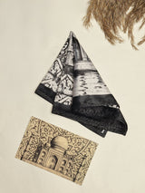 Agra Taj Mahal Monochrome Printed Pocket Square