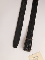 Black Crocodile Textured No-Hole Men's Belt