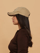 Beige V Embroidered Baseball Cap