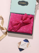 Pink Paisley Bow Tie & Pocket Square Set