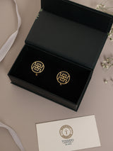 Black Geometric Fret Cufflinks - TOSSIDO