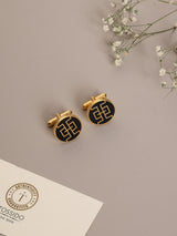 Black Geometric Fret Cufflinks - TOSSIDO