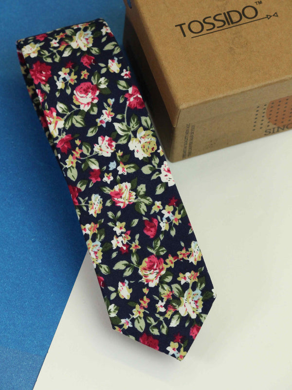 Multicolor Floral Skinny Necktie