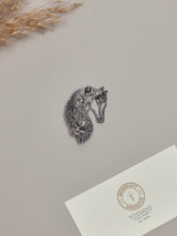 Gunmetal Horse Brooch