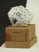 White Geometric Silk Pocket Square