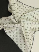White Geometric Silk Pocket Square