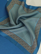 Blue Floral Silk Pocket Square