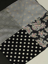 Grey & Black Multipattern Silk Pocket Square