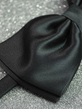 Black Solid Bowtie & Pocket Square Set