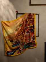 Yellow Varanasi Ghats City Scarf