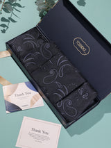 Black Paisley Woven Cravat & Pocket Square Set - TOSSIDO