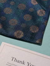 Navy Gold Medallion Woven Cravat & Pocket Square Set - TOSSIDO