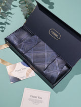 Grey Paisley Check Woven Cravat & Pocket Square Set - TOSSIDO