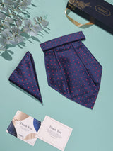 Navy & Red Polka Woven Cravat & Pocket Square Set - TOSSIDO