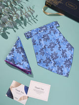Light Blue Floral Woven Cravat & Pocket Square Set - TOSSIDO