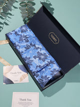Light Blue Floral Woven Cravat & Pocket Square Set - TOSSIDO