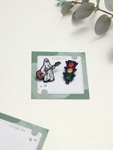 Rockstar Ghost & Traffic Light Enamel Pin Set of 2