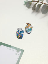 Ocean & Galaxy Heart Enamel Pin Set of 2