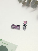 Focus on the Good & Skeleton Rose Enamel Pin Set of 2