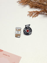 Music Is My Medicine & Rock and Roll Enamel Pin Set of 2