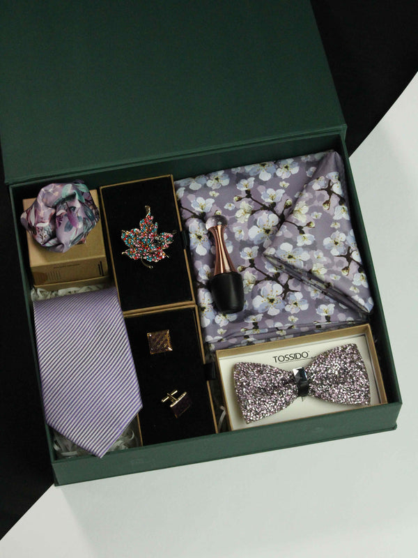 "Silk Delight: Men's Gift-Boxed Silk Accessories Assortment"