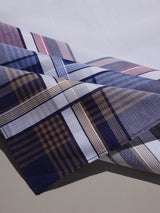 Navy & Mustard Plaid Check Cotton Handkerchief Set