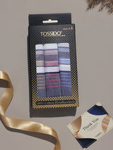 Navy & Mustard Plaid Check Cotton Handkerchief Set