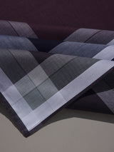 Maroon & Charcoal Border Check Cotton Handkerchief Set