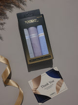 Pastel Lilac & Blue Border Cotton Handkerchief Set