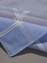 Pastel Lilac & Blue Border Cotton Handkerchief Set