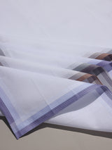 White Lavender Border Stripe Cotton Handkerchief Set