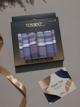 Navy Maroon & Mustard Plaid Check Cotton Handkerchief Set