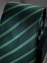 Green Stripe Woven Long Necktie