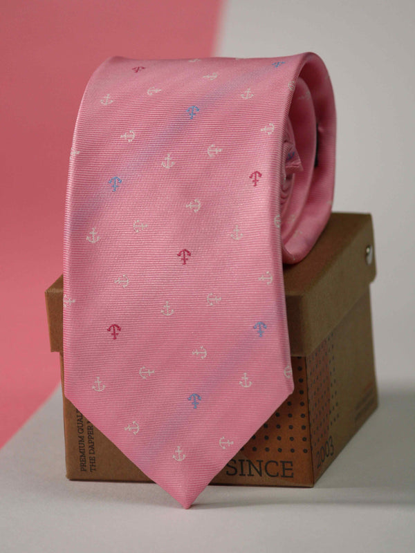 Pink Anchor Woven Necktie
