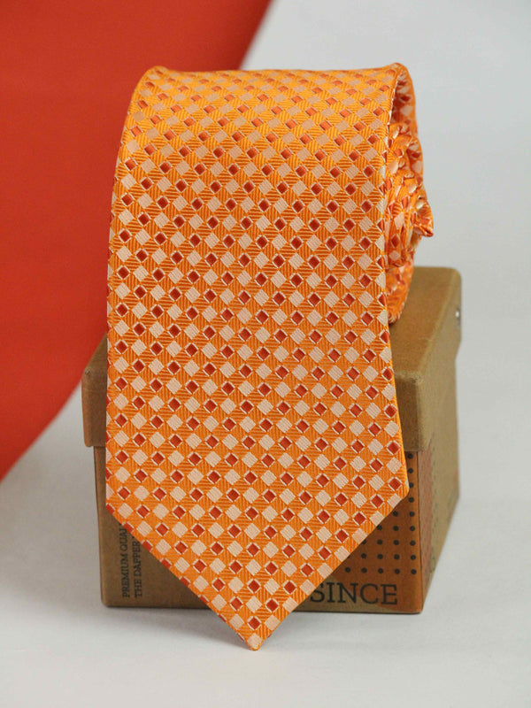 Orange Geometric Woven Necktie
