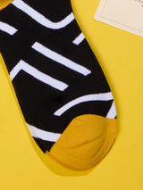 Black Abstract Lines Socks