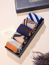 Blue & Orange Geometric Socks – Pack of 5