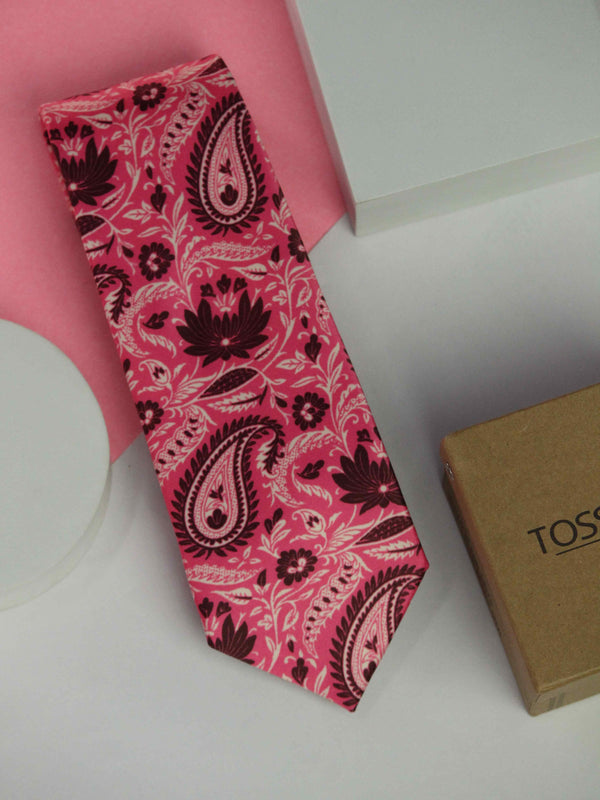 Pink Paisley Printed Necktie