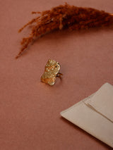 Gold Hammered Shield Adjustable Ring