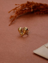 Gold Dimpled Heart Adjustable Ring