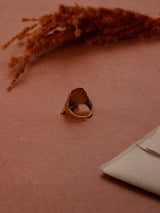 Gold Ribbed Shell Adjustable Ring