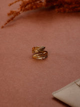 Gold Double Leaf Wrap Adjustable Ring