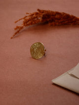 Gold Etched Disc Adjustable Ring