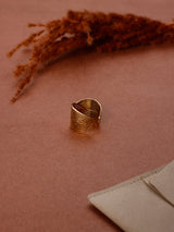 Gold Crisscross Band Adjustable Ring