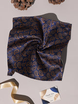 Navy & Gold Mini Paisley Performance Silk™ Pocket Square
